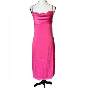 WeWoreWhat Pink Cowl Midi Dress with Spaghetti Straps